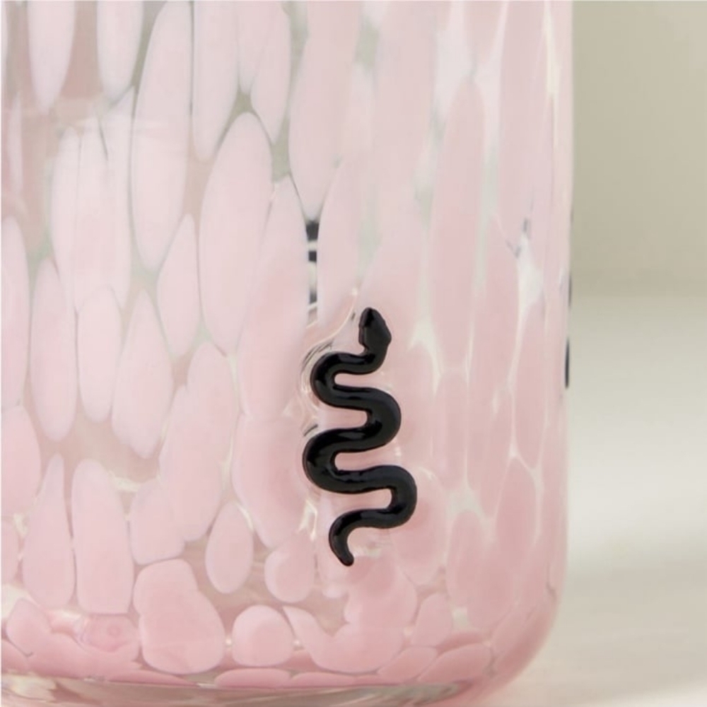 Anthropologie Mystic Icon Juice Glass Snake Pink Confetti - Picture 4 of 4